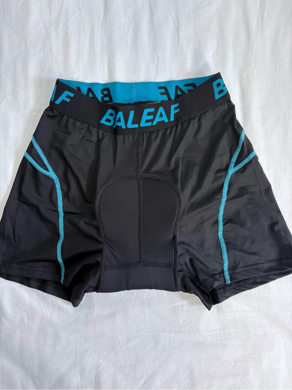 Baleaf Black Athletic Compression Shorts with Blue Trim